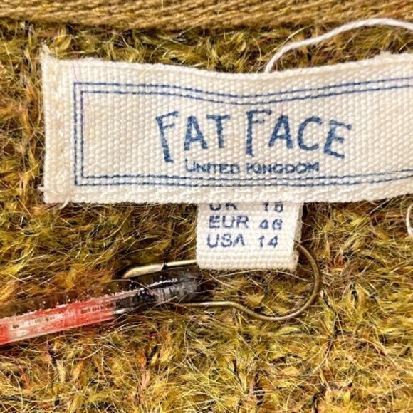 Fat Face Mohair Blend United Kingdom Golden Haze Yellow V Neck Sweater 14 EUC - Picture 6 of 8